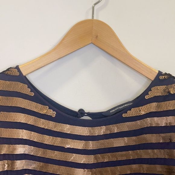 French Connection Sequin Striped Dress M - Picture 4 of 8